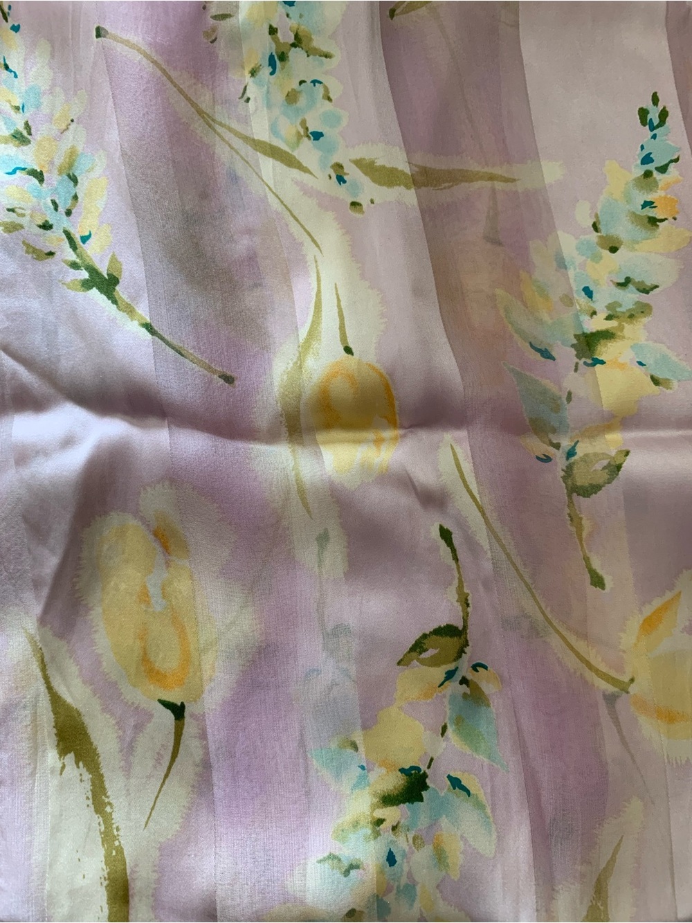 100% Silk Scarf in Pastel Lavender and Yellow